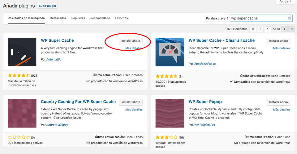 instalar-plugin-wp-super-cache