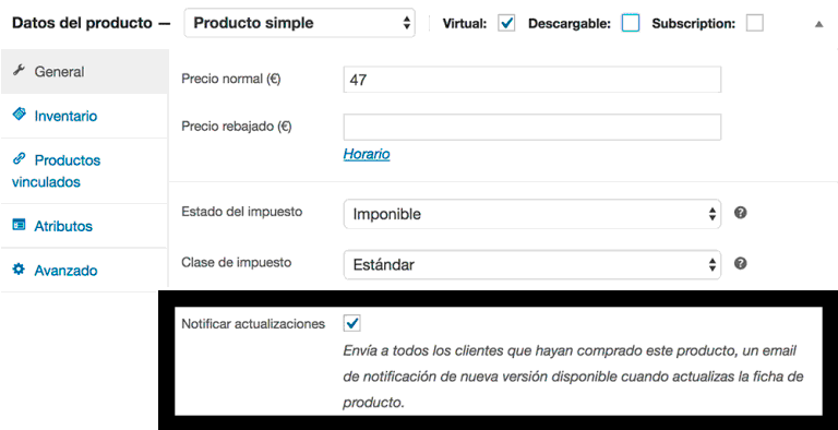 Enviar email a clientes que hayan comprado un producto descargable cuando se actualiza